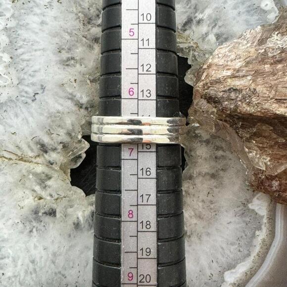 Native American Sterling Silver 3 Oval Matrixed Turquoise Ring Sz 6.75 For Women - Picture 10 of 10